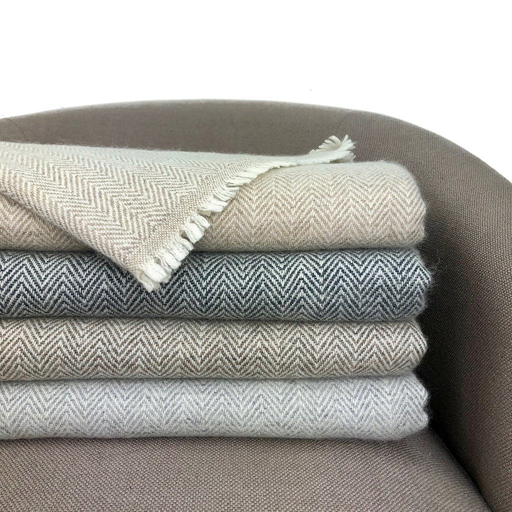 Champagne Herringbone Cashmere Throwcategory_Décor from SLATE + SALT - SHOPELEOS