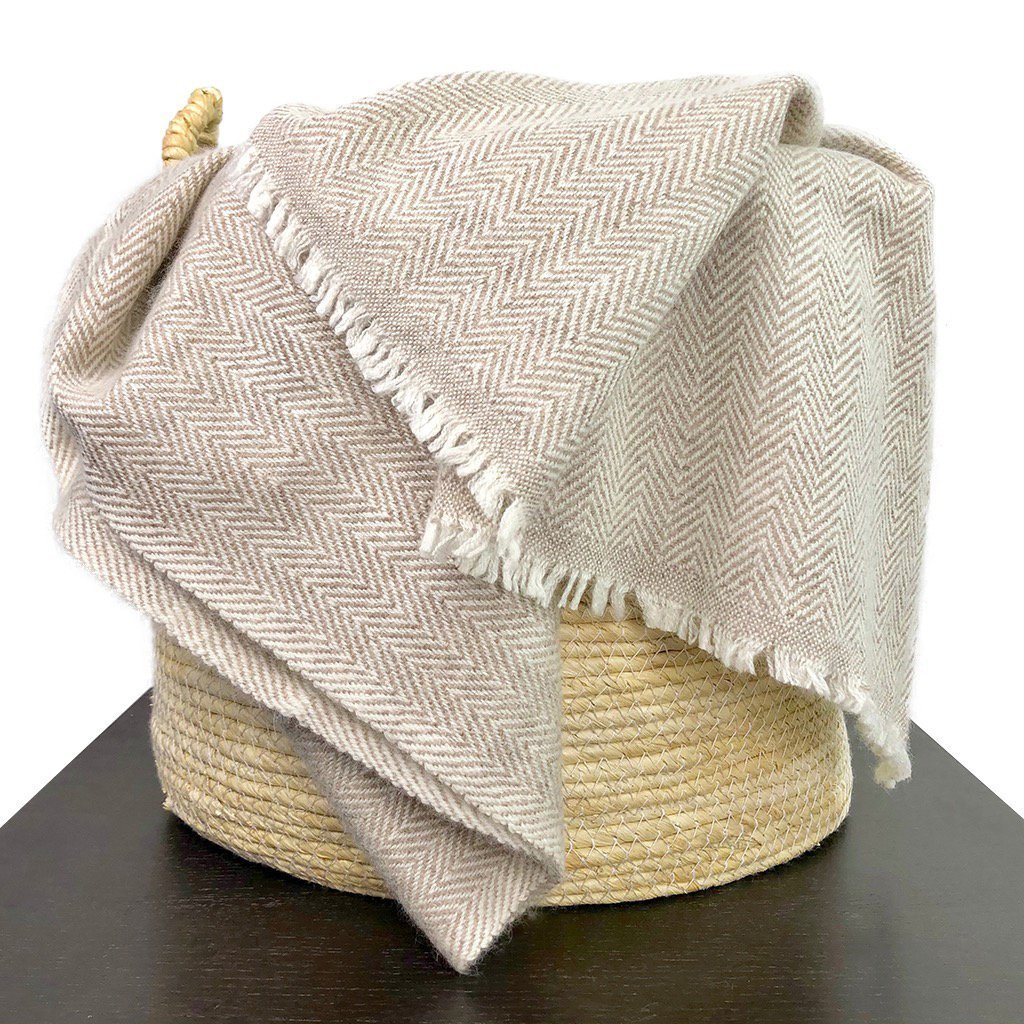 Champagne Herringbone Cashmere Throwcategory_Décor from SLATE + SALT - SHOPELEOS