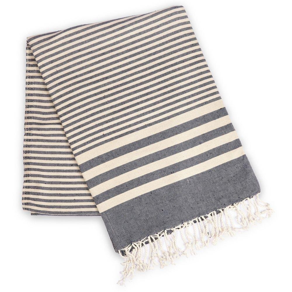 Fethiye Striped Towel - Navy Bluecategory_Bedding & Bath from HILANA: Upcycled Cotton - SHOPELEOS