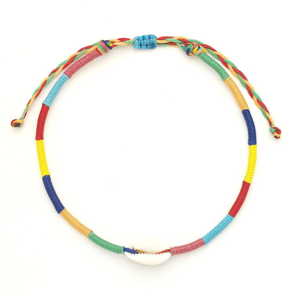 Rainbow Shell Evil Eye Anklet from OIYA - SHOPELEOS