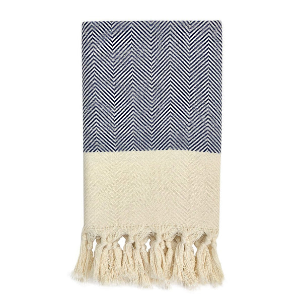 Slate + Salt Herringbone Turkish Hand Towel, Navy