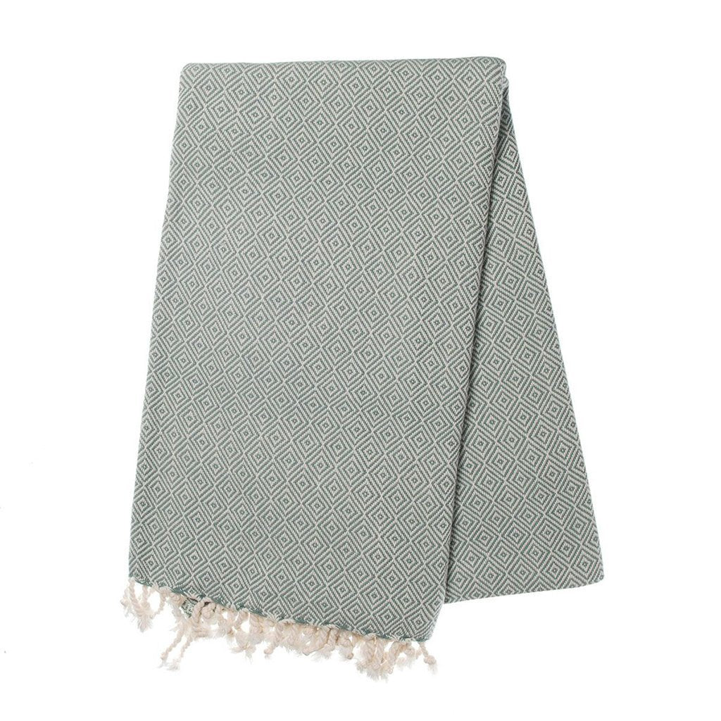 Sea Green Diamond Turkish Towelcategory_Bedding & Bath from SLATE + SALT - SHOPELEOS