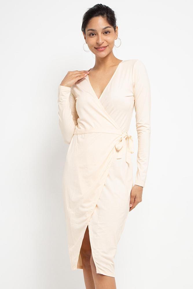 Farrah Wrap Dress (Buttercream)category_Womens Clothing from THIS IS A LOVE SONG - SHOPELEOS